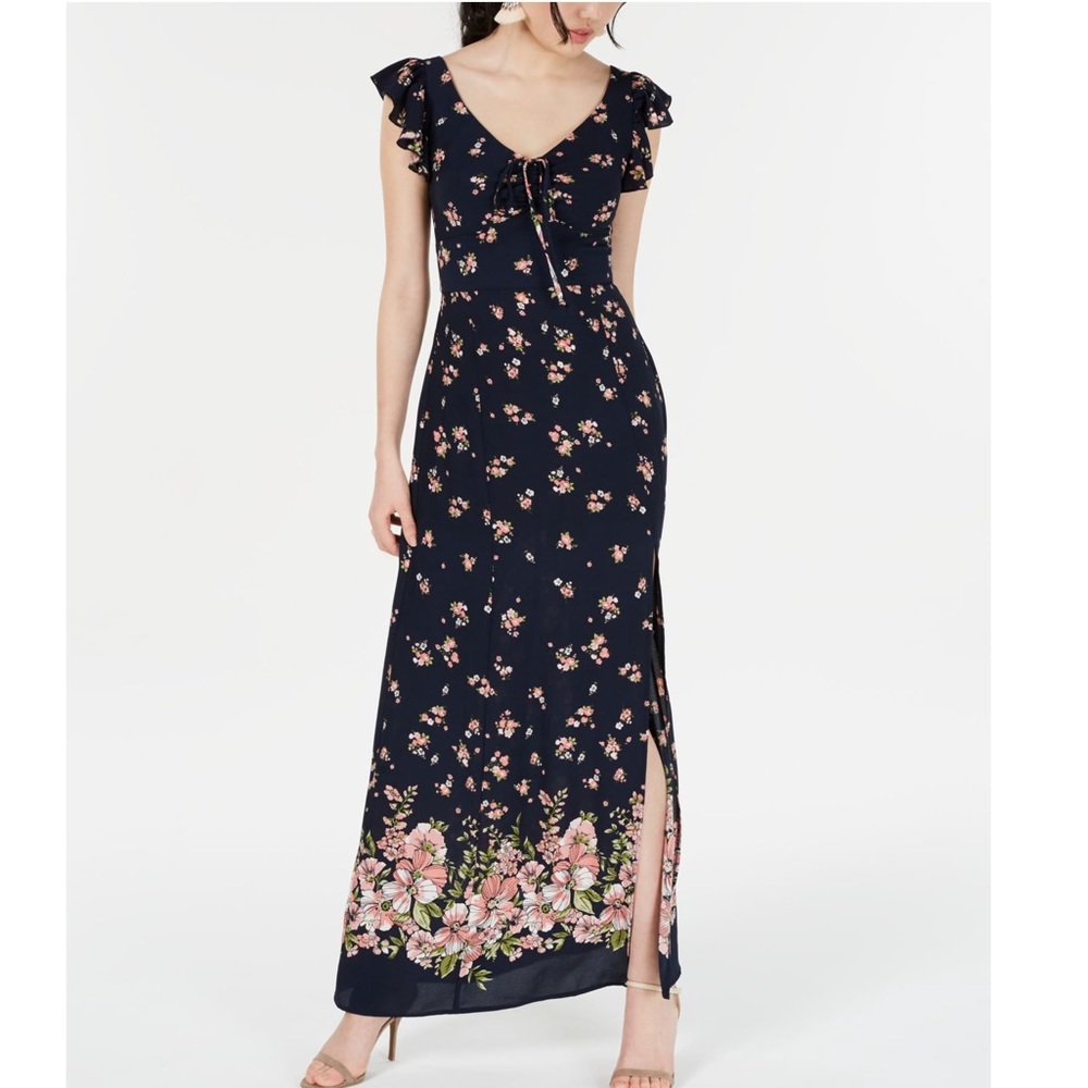 NWT TeezeMe Navy Rose Maxi Dress size 5